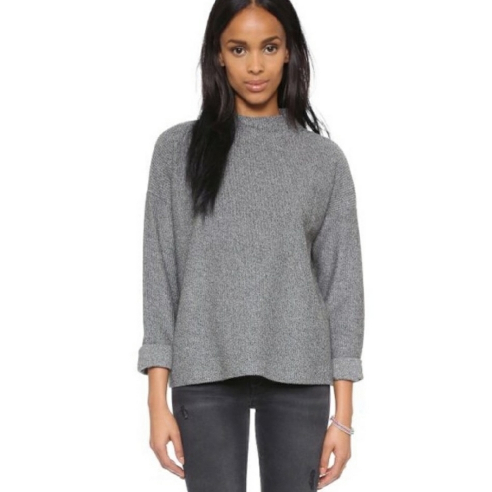 Madewell Northfield Thick Funnel Neck Mock Neck Gray Fall Sweater